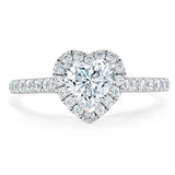 1.45ct  Heart Cut Moissanite Engagement Ring, Classic Halo,  Available in White Gold, Platinum, Rose Gold or Yellow Gold