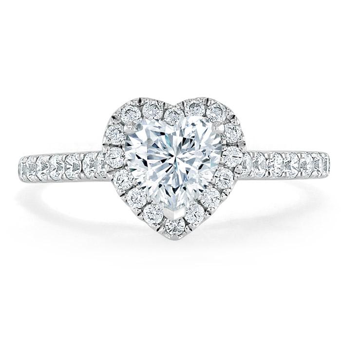 1.45ct  Heart Cut Moissanite Engagement Ring, Classic Halo,  Available in White Gold, Platinum, Rose Gold or Yellow Gold