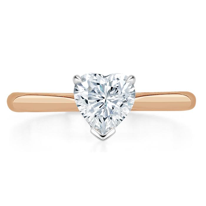 Lab-Diamond Heart Cut Engagement Ring, Classic Style, Choose Your Stone Size and Metal