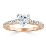 1.00ct  Heart Cut Moissanite Engagement Ring, Classic Style,  Available in White Gold, Platinum, Rose Gold or Yellow Gold