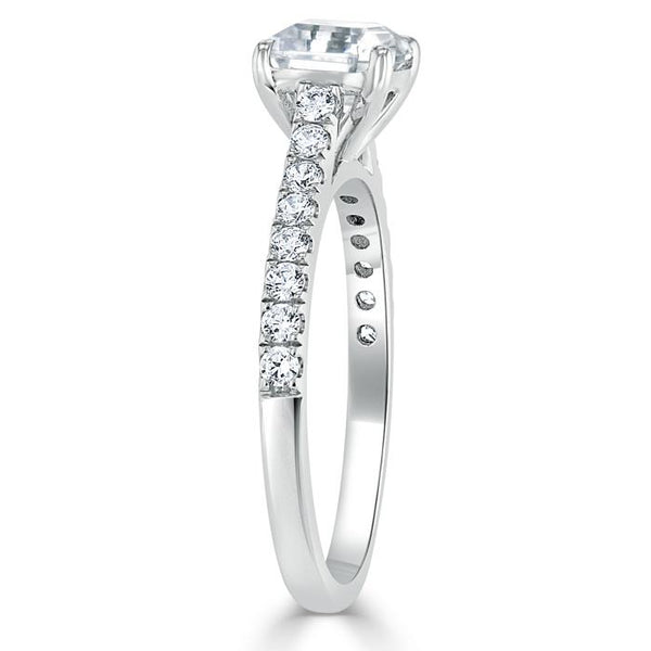 1.20ct Asscher Cut Moissanite Engagement Ring, Classic Style,  Available in White Gold, Platinum, Rose Gold or Yellow Gold