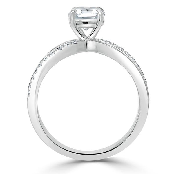 1.00ct Asscher Cut Moissanite Engagement Ring, Classic Style,  Available in White Gold, Platinum, Rose Gold or Yellow Gold