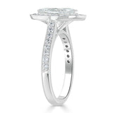 1.35ct Marquise Cut Moissanite Halo Engagement Ring, Tiffany Style,  Available in White Gold, Platinum, Rose Gold or Yellow Gold