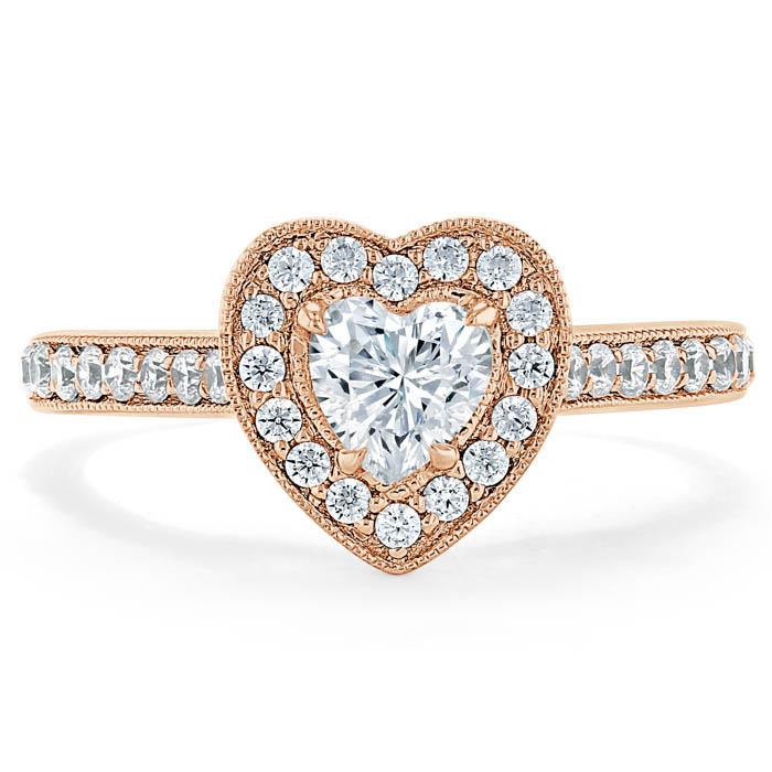Lab-Diamond Heart Cut Engagement Ring, Classic Halo, Choose Your Stone Size and Metal