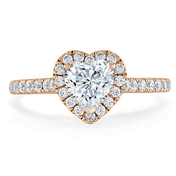 1.45ct  Heart Cut Moissanite Engagement Ring, Classic Halo,  Available in White Gold, Platinum, Rose Gold or Yellow Gold