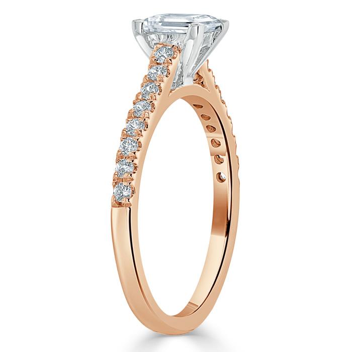 Lab-Diamond Asscher Cut Engagement Ring, Classic Style, Choose Your Stone Size and Metal