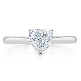 Lab-Diamond Heart Cut Engagement Ring, Classic Style, Choose Your Stone Size and Metal