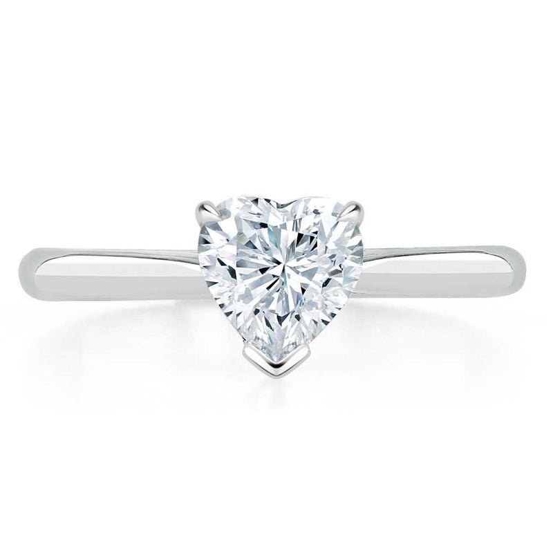 Lab-Diamond Heart Cut Engagement Ring, Classic Style, Choose Your Stone Size and Metal