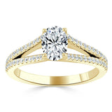 1.35ct Oval Cut Moissanite Engagement Ring, Split Shank,  Available in White Gold, Platinum, Rose Gold or Yellow Gold