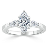 1.30ct  Maquise Cut Moissanite 3 stone Engagement Ring,  Available in White Gold, Platinum, Rose Gold or Yellow Gold