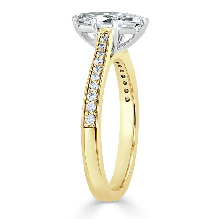 1.00ct  Marquise Cut Moissanite Engagement Ring, Classic Style,  Available in White Gold, Platinum, Rose Gold or Yellow Gold