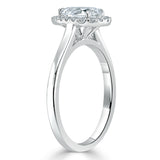 0.75ct Pear Cut Moissanite Halo Engagement Ring, Available in White Gold or Platinum