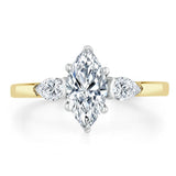 1.30ct  Maquise Cut Moissanite 3 stone Engagement Ring,  Available in White Gold, Platinum, Rose Gold or Yellow Gold