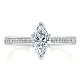 1.00ct  Marquise Cut Moissanite Engagement Ring, Classic Style,  Available in White Gold, Platinum, Rose Gold or Yellow Gold