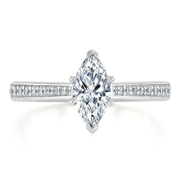 Lab-Diamond Marquise Cut Engagement Ring, Classic Style, Choose Your Stone Size and Metal