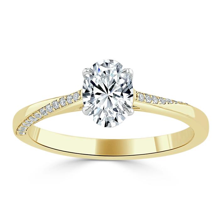 1.00ct Oval Cut Moissanite Engagement Ring, Classic Style,  Available in White Gold, Platinum, Rose Gold or Yellow Gold