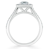 1.40ct Asscher Cut Moissanite Engagement Ring, Classic Halo, Available in White Gold, Platinum, Rose Gold or Yellow Gold