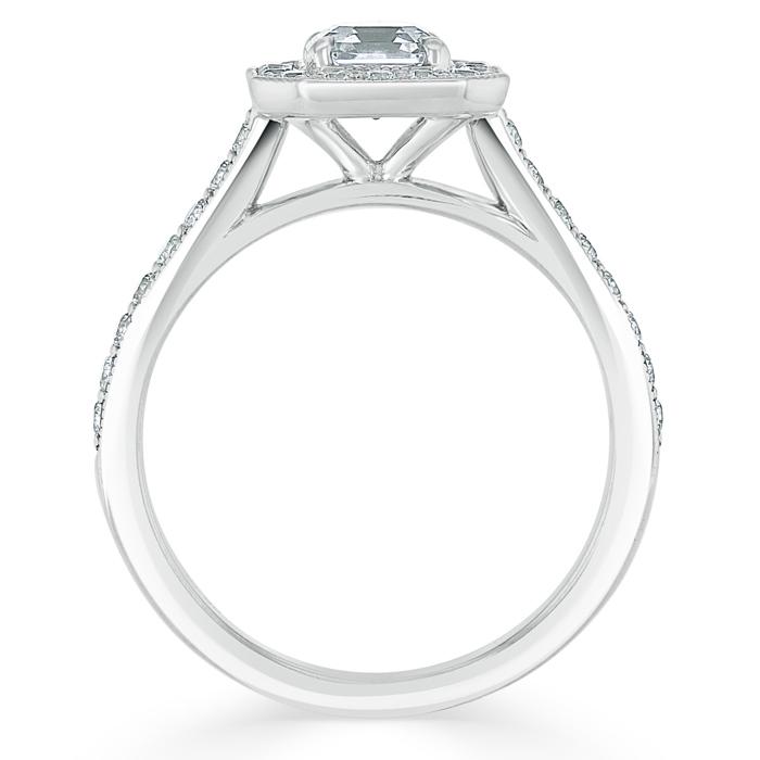 1.40ct Asscher Cut Moissanite Engagement Ring, Classic Halo, Available in White Gold, Platinum, Rose Gold or Yellow Gold