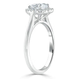 Lab-Diamond Heart Cut Halo Engagement Ring, Choose Your Stone Size and Metal