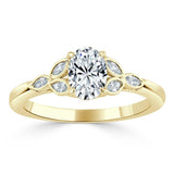 1.00ct Oval Cut Moissanite Engagement Ring, Vintage Style,  Available in White Gold, Platinum, Rose Gold or Yellow Gold