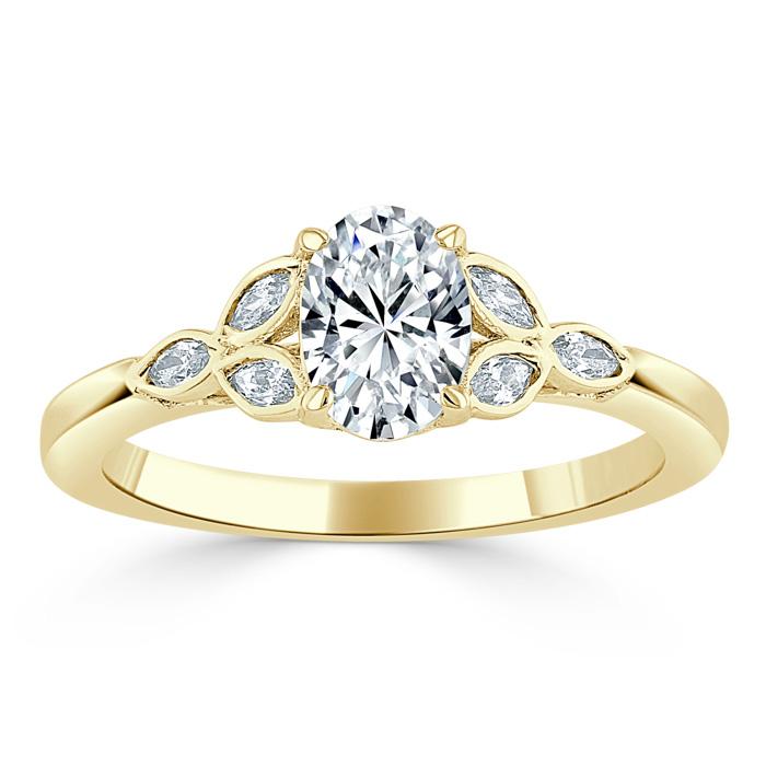 1.00ct Oval Cut Moissanite Engagement Ring, Vintage Style,  Available in White Gold, Platinum, Rose Gold or Yellow Gold