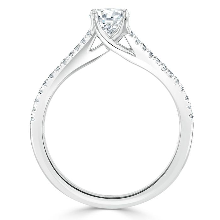 1.35ct Oval Cut Moissanite Engagement Ring, Split Shank,  Available in White Gold, Platinum, Rose Gold or Yellow Gold