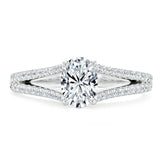 1.35ct Oval Cut Moissanite Engagement Ring, Split Shank,  Available in White Gold, Platinum, Rose Gold or Yellow Gold