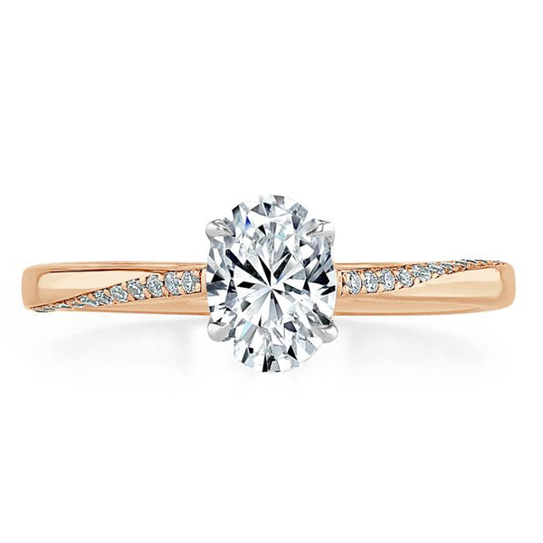 1.00ct Oval Cut Moissanite Engagement Ring, Classic Style,  Available in White Gold, Platinum, Rose Gold or Yellow Gold