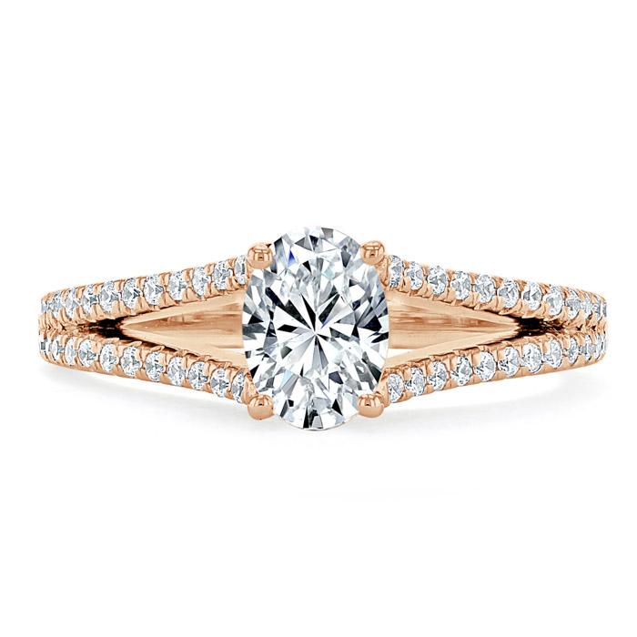 1.35ct Oval Cut Moissanite Engagement Ring, Split Shank,  Available in White Gold, Platinum, Rose Gold or Yellow Gold