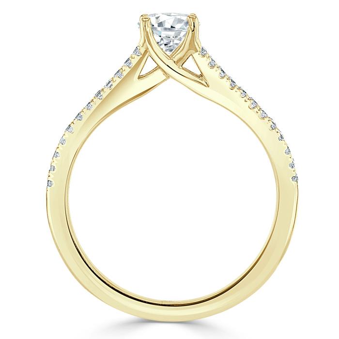 1.35ct Oval Cut Moissanite Engagement Ring, Split Shank,  Available in White Gold, Platinum, Rose Gold or Yellow Gold