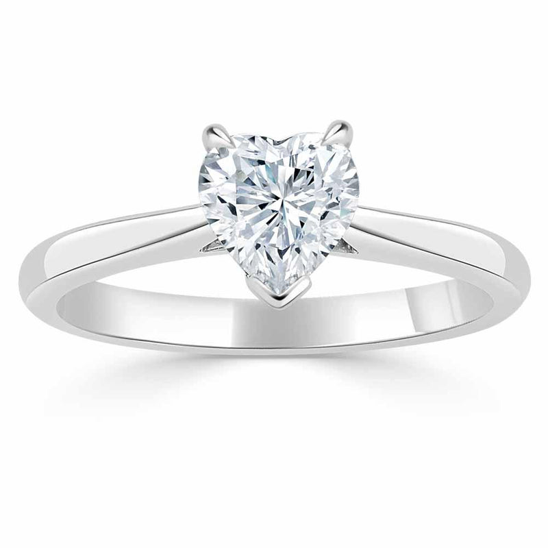 Lab-Diamond Heart Cut Engagement Ring, Classic Style, Choose Your Stone Size and Metal