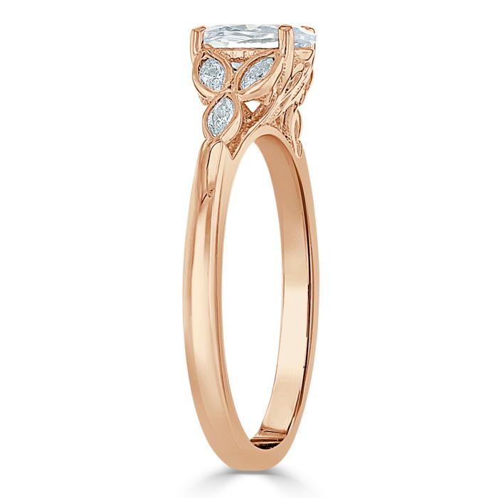 1.00ct Oval Cut Moissanite Engagement Ring, Vintage Style,  Available in White Gold, Platinum, Rose Gold or Yellow Gold