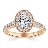 1.35ct Oval Cut Moissanite Halo Engagement Ring, Tiffany Style,  Available in White Gold, Platinum, Rose Gold or Yellow Gold
