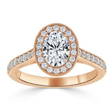 Lab-Diamond Oval Cut Halo Engagement Ring, Tiffany Style, Choose Your Stone Size and Metal