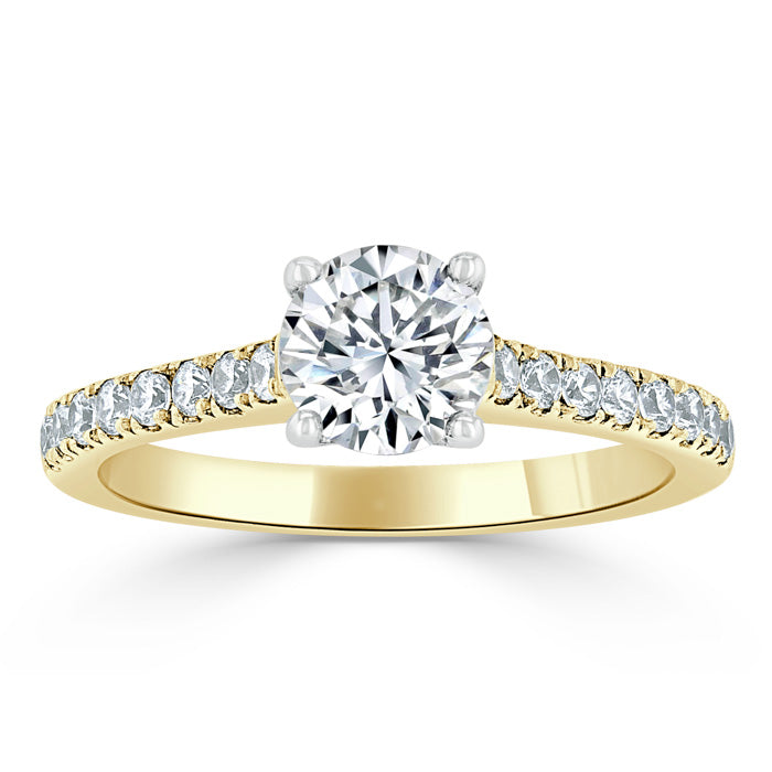 1.00ct  Round Cut Moissanite Halo Engagement Ring, Classic Style,  Available in White Gold, Platinum, Rose Gold or Yellow Gold