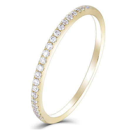0.20ct Moissanite Wedding Band, Delicate Half Eternity Ring, 14Kt 585 Yellow Gold