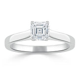 Lab-Diamond Asscher Cut Moissanite Engagement Ring, Classic Style, Choose Your Stone Size and Metal