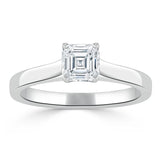 0.75ct Asscher Cut Moissanite Engagement Ring, Classic Style,  Available in White Gold, Platinum, Rose Gold or Yellow Gold