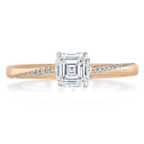 1.00ct Asscher Cut Moissanite Engagement Ring, Classic Style,  Available in White Gold, Platinum, Rose Gold or Yellow Gold