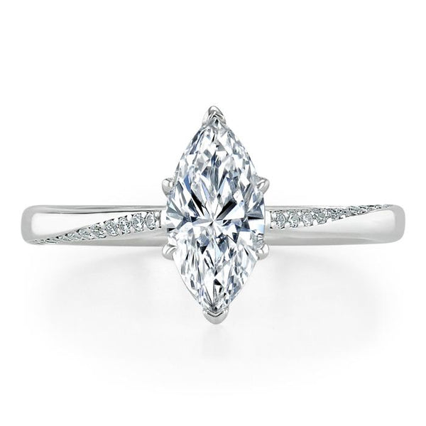 1.00ct Marquise Cut Moissanite Engagement Ring, Classic Style,  Available in White Gold, Platinum, Rose Gold or Yellow Gold