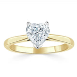 Lab-Diamond Heart Cut Engagement Ring, Classic Style, Choose Your Stone Size and Metal