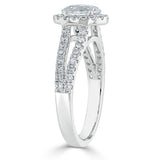 Lab-Diamond Oval Cut Halo Engagement Ring, Tiffany Style, Choose Your Stone Size and Metal