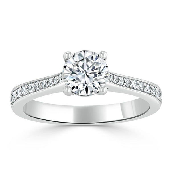 1.00ct  Round Cut Moissanite Halo Engagement Ring, Classic Style,  Available in White Gold, Platinum, Rose Gold or Yellow Gold