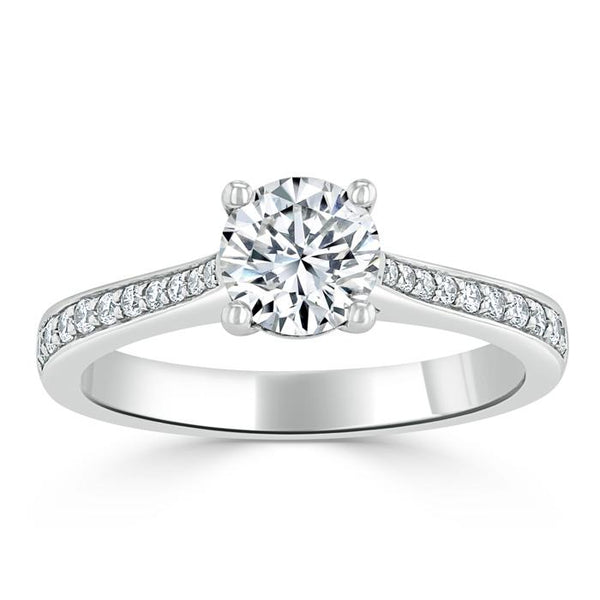 Lab-Diamond, Round Cut Engagement Ring, Classic Style, Choose Your Stone Size and Metal