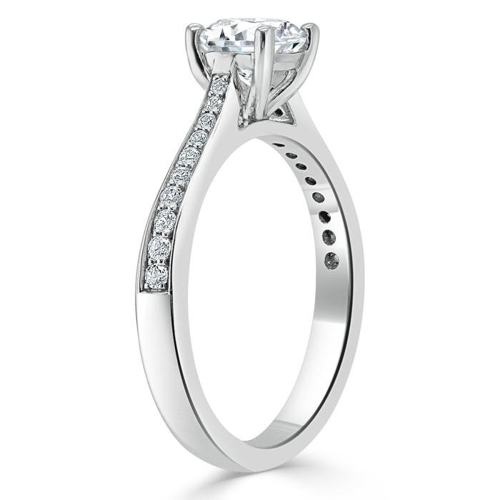 1.00ct  Round Cut Moissanite Halo Engagement Ring, Classic Style,  Available in White Gold, Platinum, Rose Gold or Yellow Gold