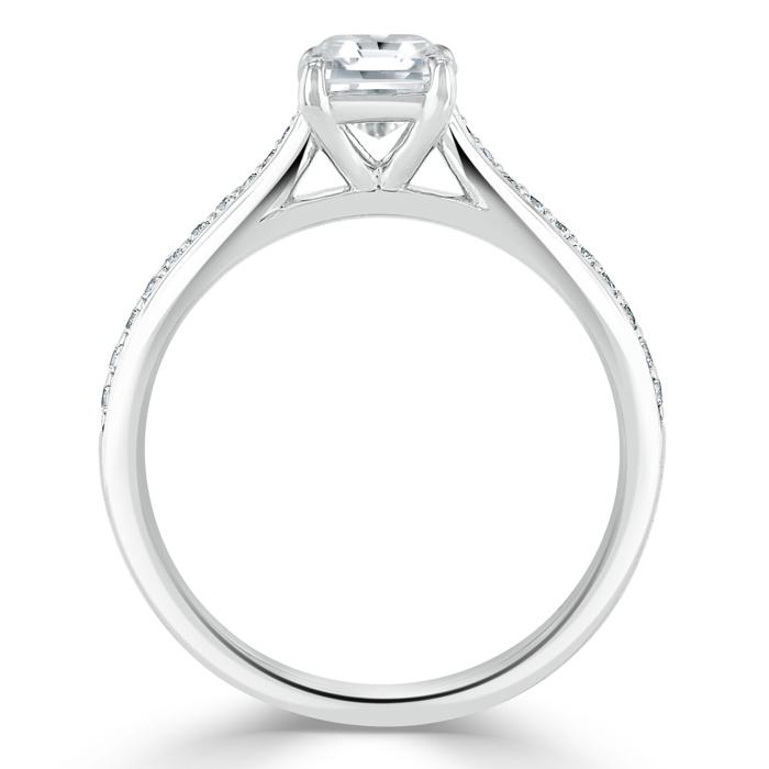 1.00ct  Asscher Cut Moissanite Engagement Ring, Classic Style,  Available in White Gold, Platinum, Rose Gold or Yellow Gold