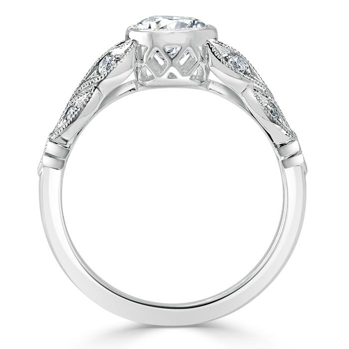 1.25ct Vintage Round Cut Moissanite Engagement Ring,  Available in White Gold, Platinum, Rose Gold or Yellow Gold