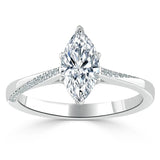 1.00ct Marquise Cut Moissanite Engagement Ring, Classic Style,  Available in White Gold, Platinum, Rose Gold or Yellow Gold