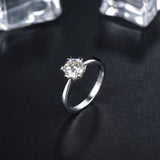 1.00ct Moissanite Engagement Ring, Classic Six Claw with Arrow Tipped Claws , Sterling Silver & Platinum