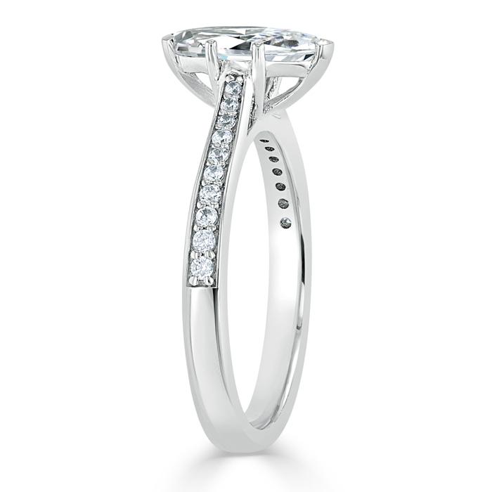 1.00ct  Marquise Cut Moissanite Engagement Ring, Classic Style,  Available in White Gold, Platinum, Rose Gold or Yellow Gold